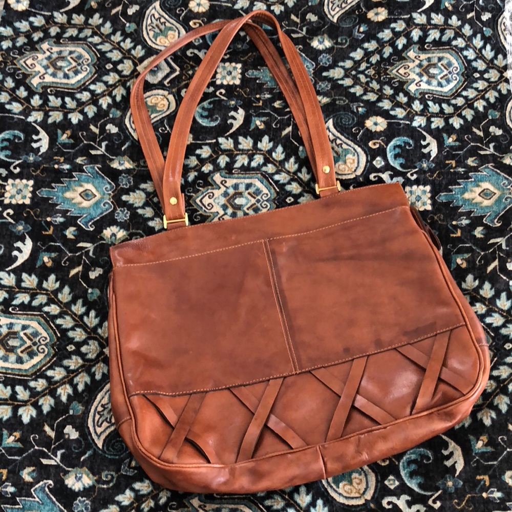 Genuine Brazilian Leather Handbag w/Suede Int.